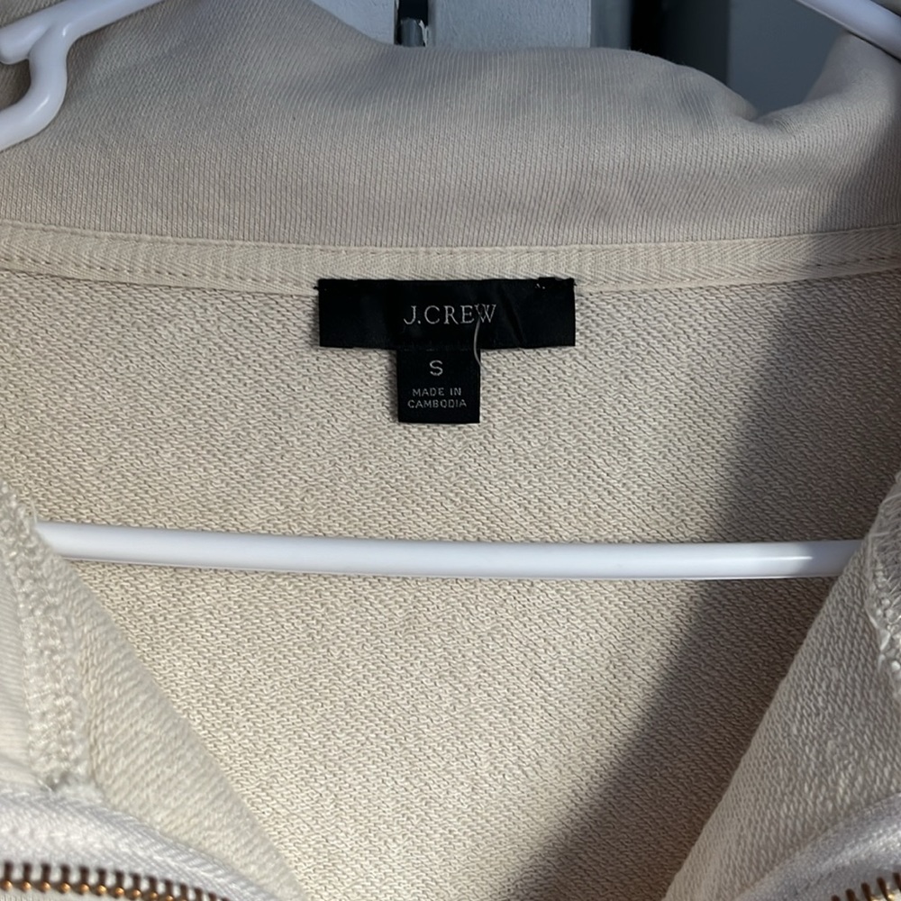 J. Crew 1/4 Zip Oversized Boyfriend Cream Pullover, NWT - Picture 4 of 5